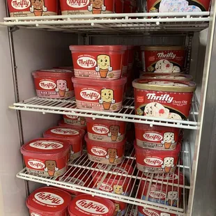 a refrigerator full of ice cream
