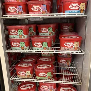 a fridge full of ice cream