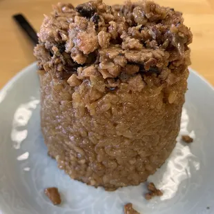 a close up of a cake on a plate