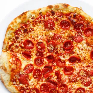 Hot &amp; Sweet Brick Oven Pizza: charred pepperoni, mozzarella, Mike's hot honey