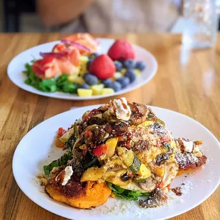 Sweet potato polenta, Norwegian benedict