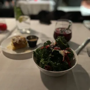 Untraditional Caesar Salad, jalapeño cornbread