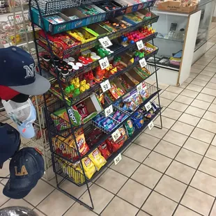 a display of snacks and snacks
