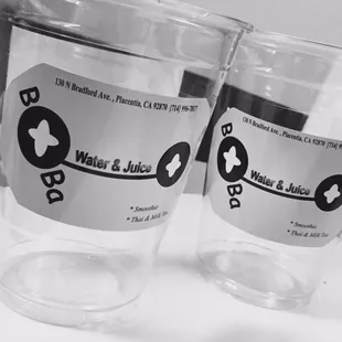 two glasses of water and juice