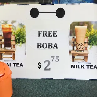 free boba and milk tea