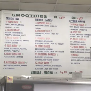 Here is their menu. Great smoothies!!