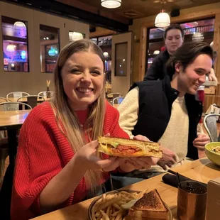 Enjoying the great food and service