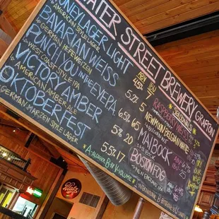 a menu on a blackboard
