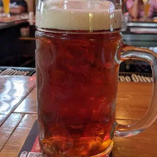 a mug of beer on a table