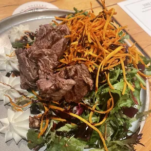 Roasted beet &amp; arugula salad (w steak added)