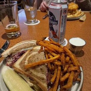 Ruben with Sweet Potato fries.