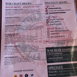 Beer menu