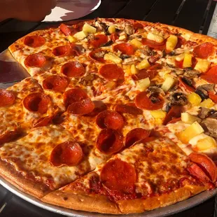 XL pizza and as you can tell I couldn't even get a picture before slices went missing.