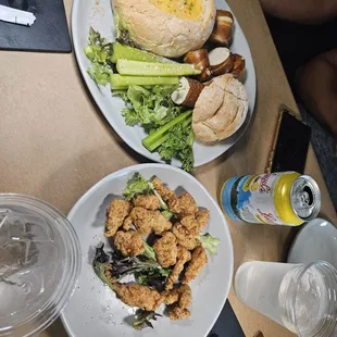 Crab fondue, alligator bites