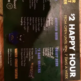 $2 domestics till 9 every day.