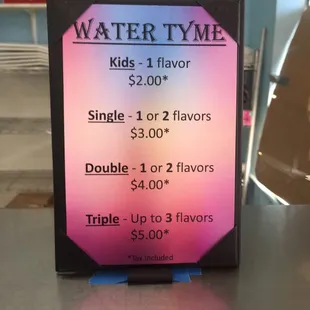 the price of water