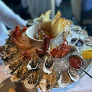 Shellfish Indulgence Platter 7/10. We ordered dozen oyster to start with but they included it in the platter. Is it worth $185? No.