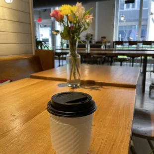 Enjoying a vanilla latte