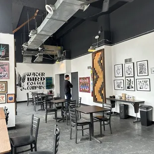 Artwork surrounding some additional seating