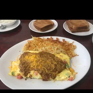 Mexican omelette with extra chili &amp; wheat toast