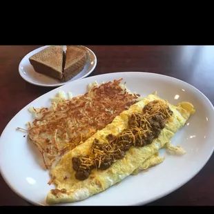 Chili cheese omelette &amp; toast