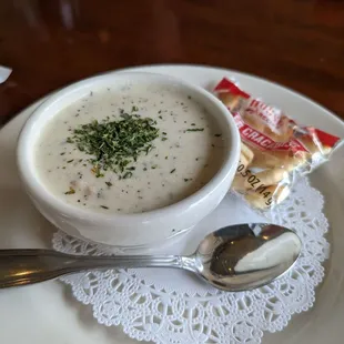 Cup of clam chowder