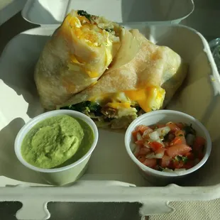 Breakfast burritos are good. If you see the creamy green salsa, get it. Its their jalepeno emulsion and it is fantastic.