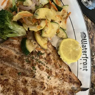 Grilled trout with veggies