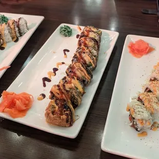 California roll, Oklahoma roll and Firecracker
