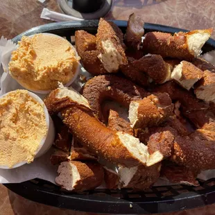 Beer Cheese and fried pretzels