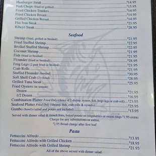 Waterfront menu