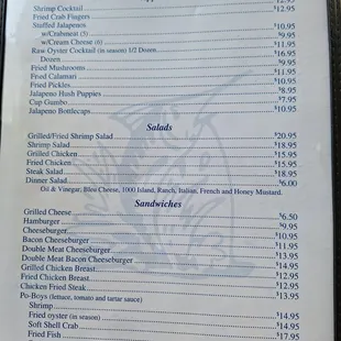 Waterfront menu