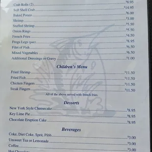 Waterfront Menu