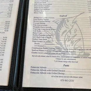 a menu for a restaurant on a table
