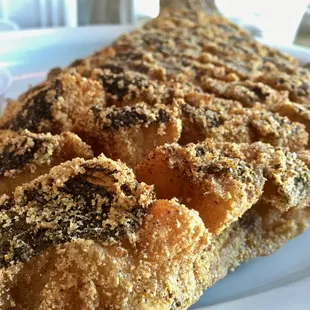 tender delicate rows of crispy fried flounder