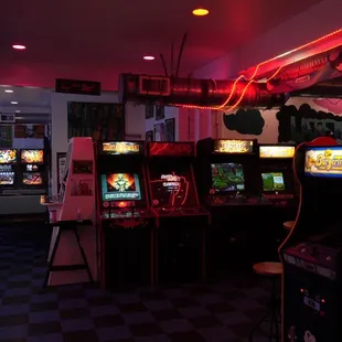 a row of arcade machines