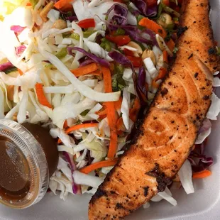 Asian Slaw Salad with Salmon