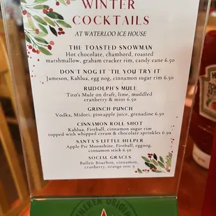 Winter Cocktail Menu 2021
