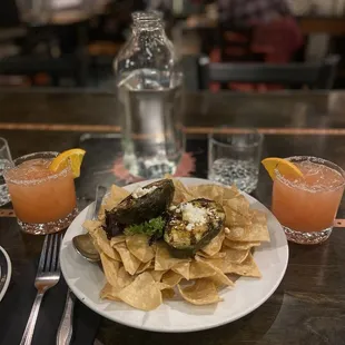 Grilled Avocado, blood orange margarita