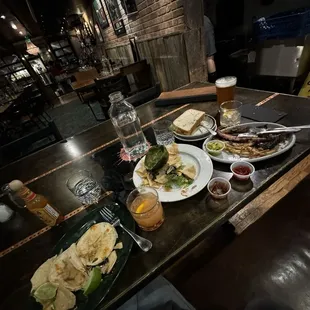 Pork tacos, brisket sandwich