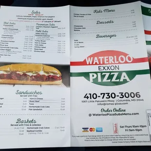 menu and prices