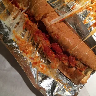 Meatball Parmesan sub was a bit messy...