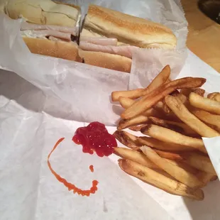 Turkey sub and fries are good
