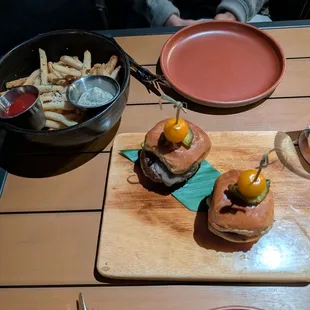 Sliders and fries (separate menu items)