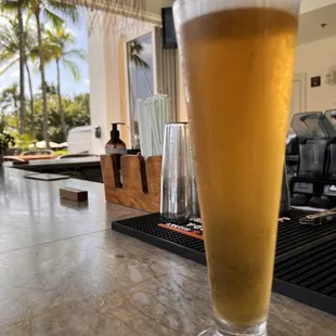 Their lager on draft.