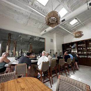 a group of people sitting at a bar
