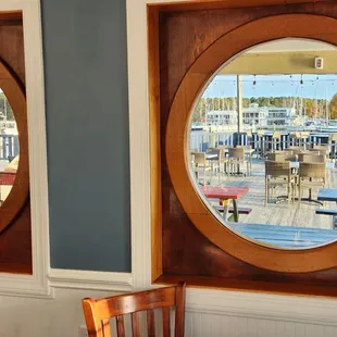 Interior views looking to the outdoor seating area