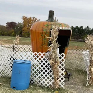 a pumpkin and a barrel