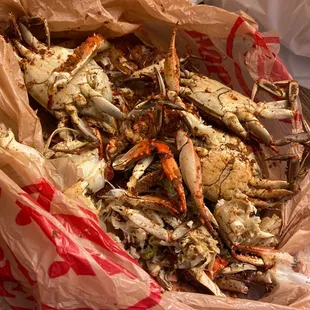 I got six crabs. Picked thru two and rest was horrible.