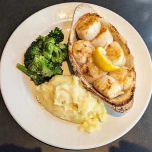 This is the Just Scallops entrée.  Photo taken October 9, 2024.